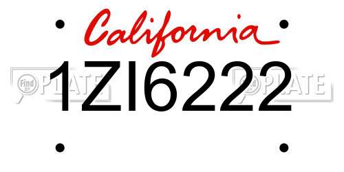 1ZI6222 California License Plate