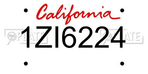 1ZI6224 California License Plate