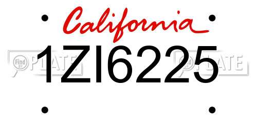 1ZI6225 California License Plate