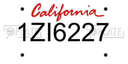 1ZI6227 California License Plate