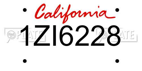 1ZI6228 California License Plate