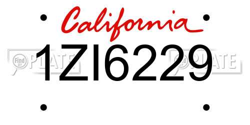 1ZI6229 California License Plate