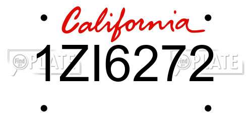 1ZI6272 California License Plate
