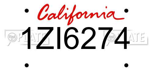 1ZI6274 California License Plate