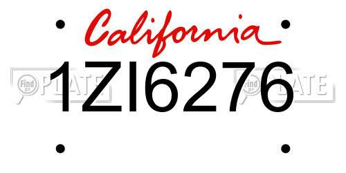 1ZI6276 California License Plate