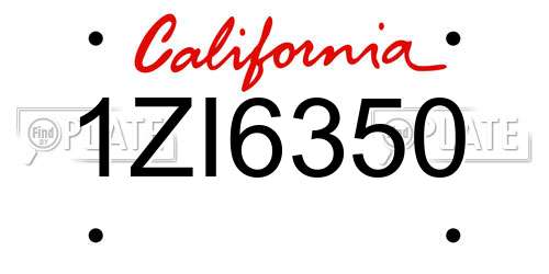 1ZI6350 California License Plate