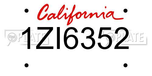 1ZI6352 California License Plate