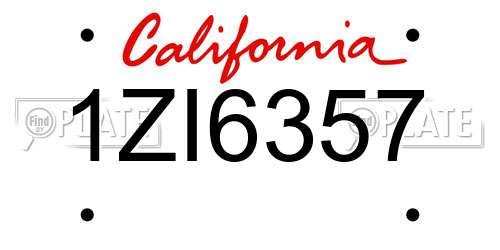 1ZI6357 California License Plate