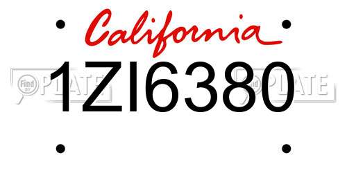 1ZI6380 California License Plate