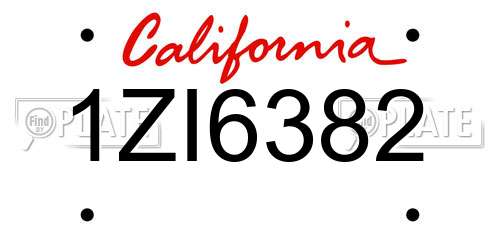 1ZI6382 California License Plate