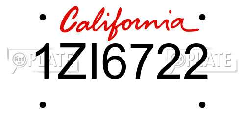 1ZI6722 California License Plate