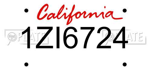 1ZI6724 California License Plate