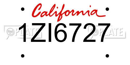 1ZI6727 California License Plate