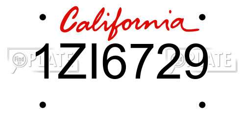 1ZI6729 California License Plate