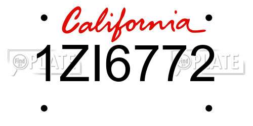 1ZI6772 California License Plate