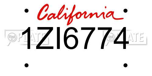 1ZI6774 California License Plate