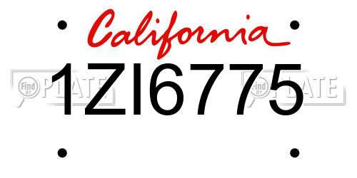 1ZI6775 California License Plate