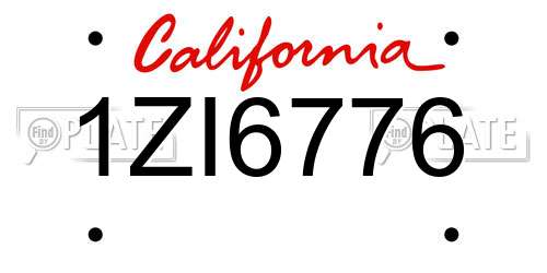 1ZI6776 California License Plate