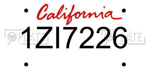 1ZI7226 California License Plate