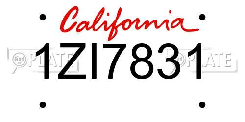 1ZI7831 California License Plate