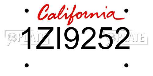 1ZI9252 California License Plate