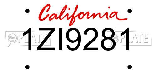 1ZI9281 California License Plate