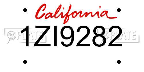 1ZI9282 California License Plate