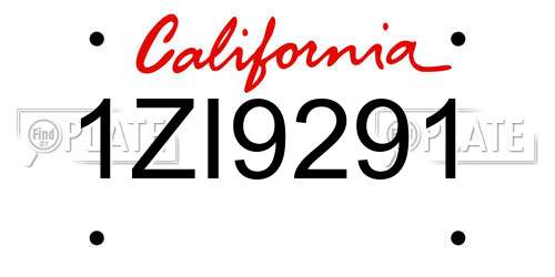 1ZI9291 California License Plate