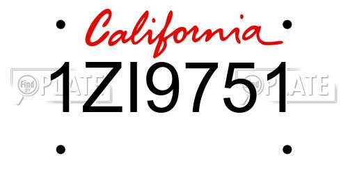 1ZI9751 California License Plate