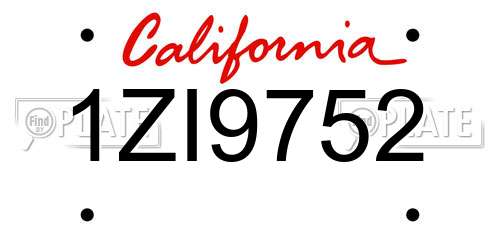1ZI9752 California License Plate
