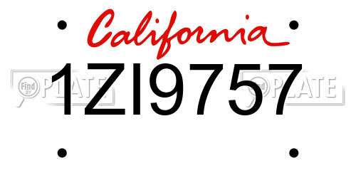 1ZI9757 California License Plate