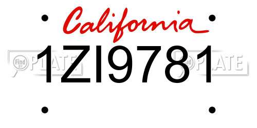 1ZI9781 California License Plate