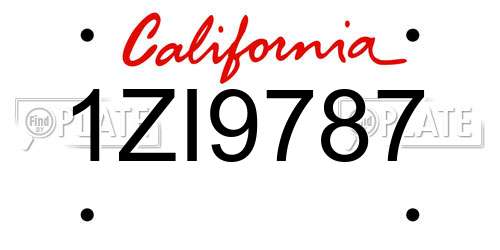 1ZI9787 California License Plate