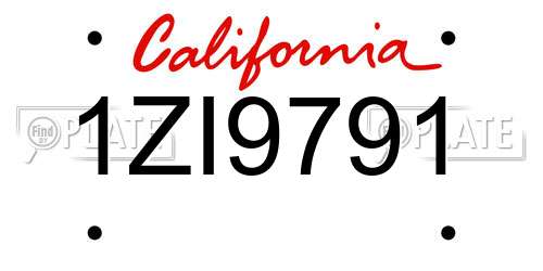 1ZI9791 California License Plate