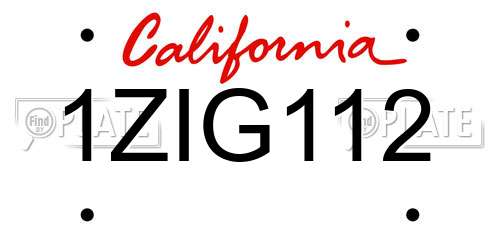 1ZIG112 California License Plate