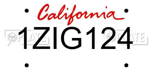 1ZIG124 California License Plate