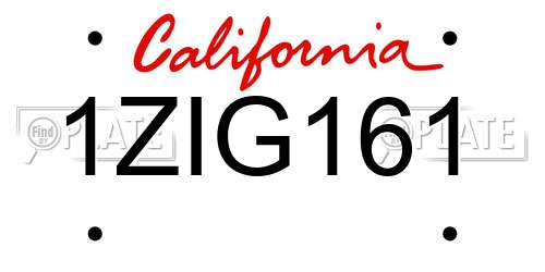 1ZIG161 California License Plate