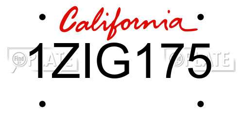1ZIG175 California License Plate
