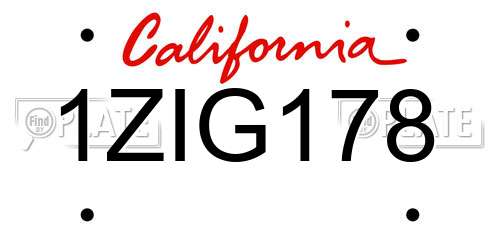 1ZIG178 California License Plate