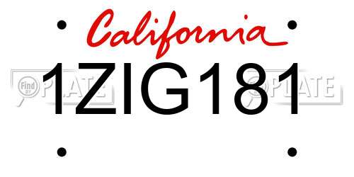 1ZIG181 California License Plate