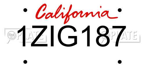 1ZIG187 California License Plate