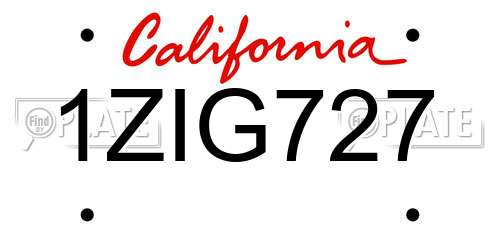 1ZIG727 California License Plate