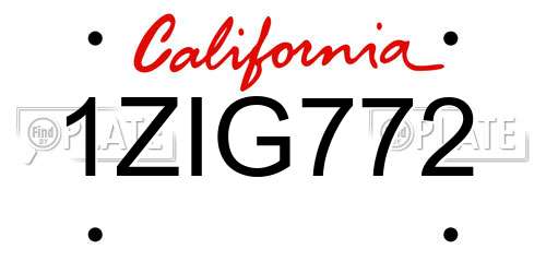 1ZIG772 California License Plate