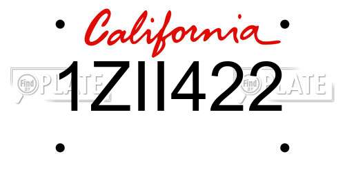 1ZII422 California License Plate