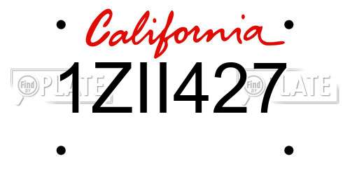 1ZII427 California License Plate