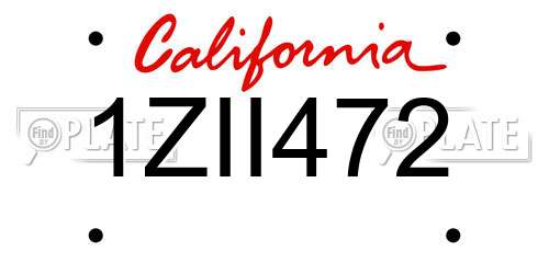 1ZII472 California License Plate