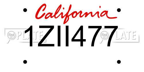 1ZII477 California License Plate