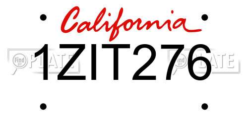 1ZIT276 California License Plate