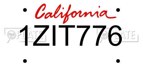 1ZIT776 California License Plate