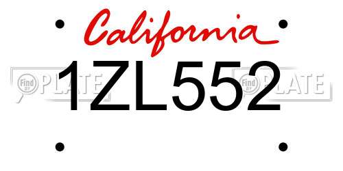 1ZL552 California License Plate